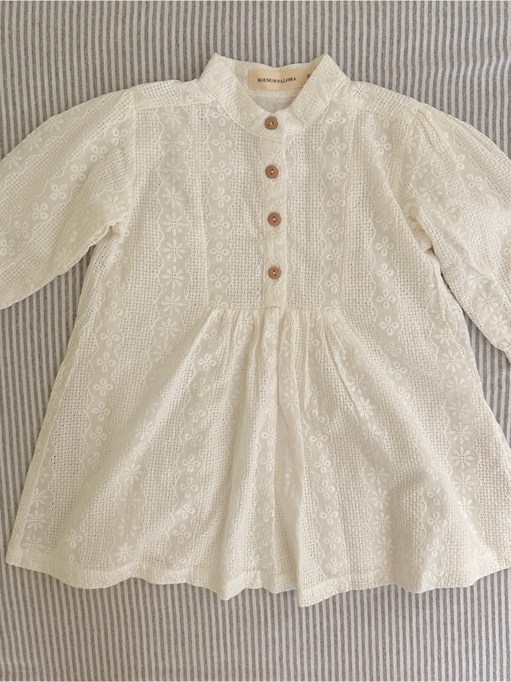 House of Paloma Girls' Ivory Eyelet Button-Front Dress